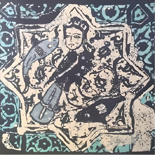 İpek Kumaş Üzerine Mum Batik, 88x85 cm